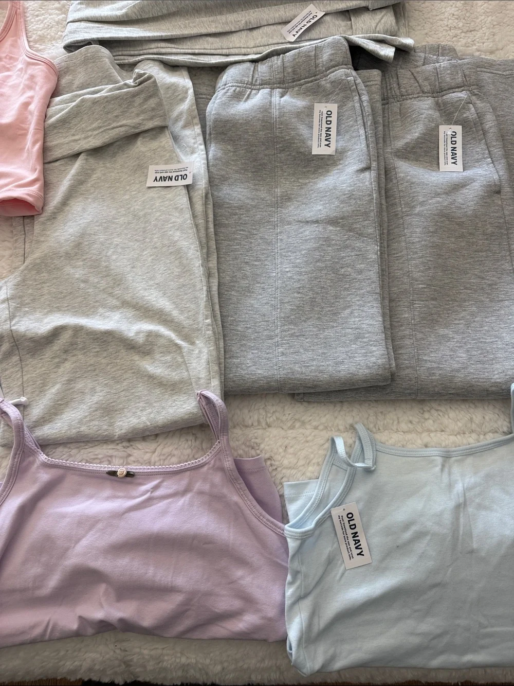 Old Navy Girls Pastel Tank Tops and Light Gray Joggers Set. All for 1 price